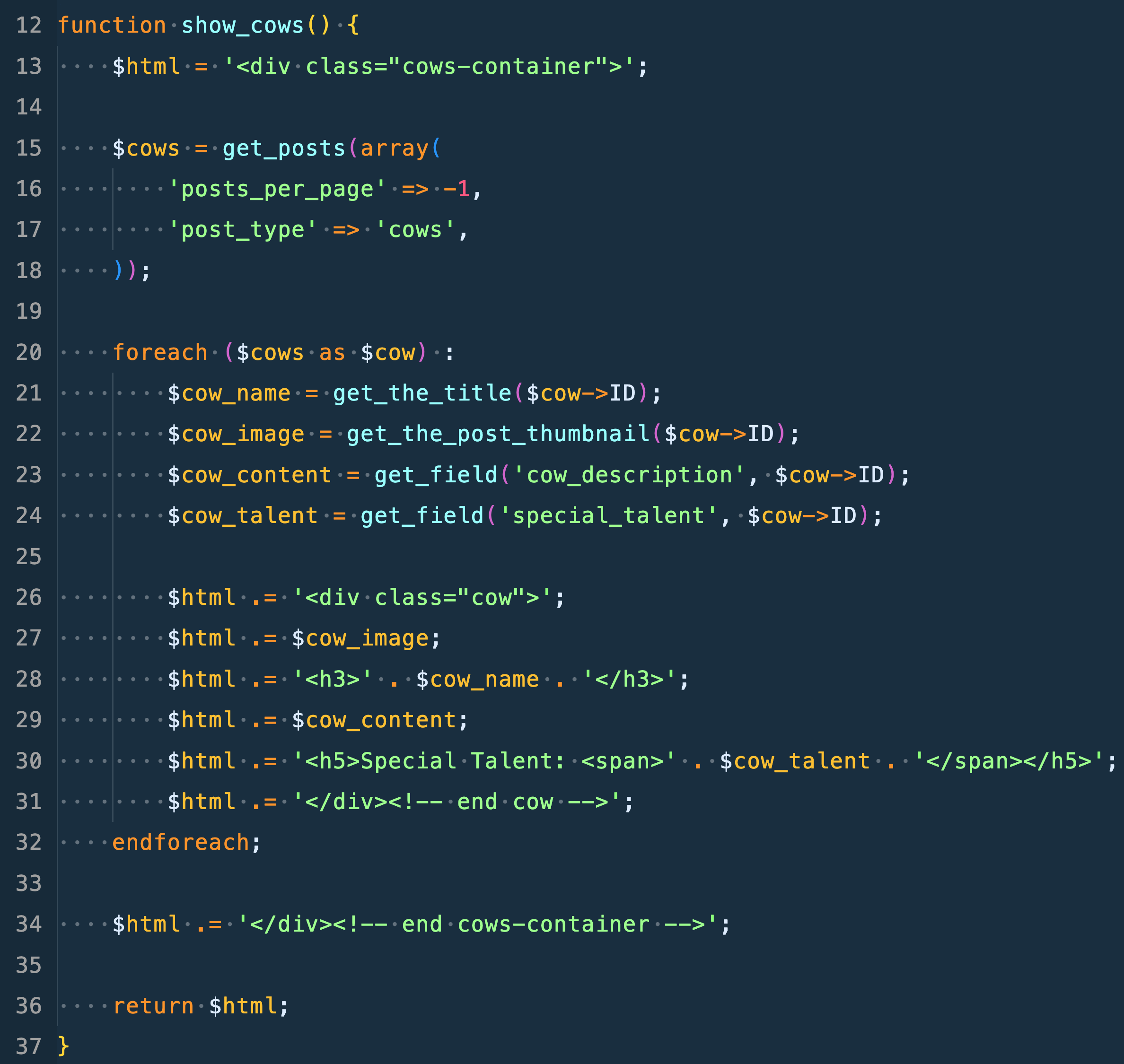 Screenshot of code within a GitHub Gist